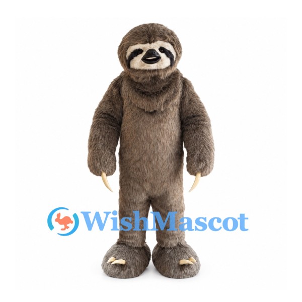 Sloth Mascot Costume in Brown with Long Shaggy Fur
