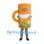 Drink Cup Mascot Costume in Orange with Green Leaf Design