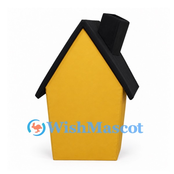 House Mascot Costume in Yellow with Black Roof and Chimney