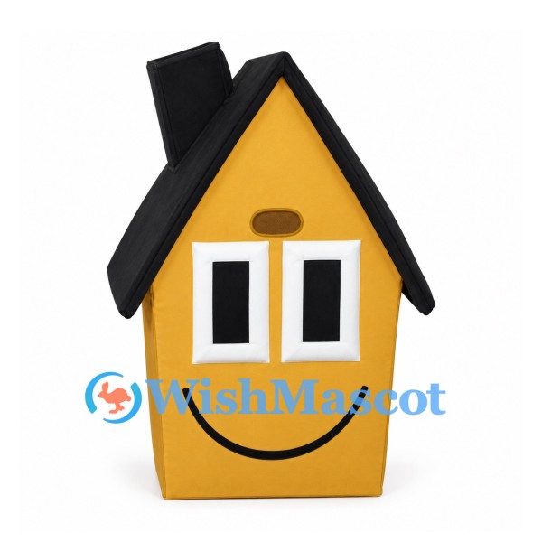 House Mascot Costume in Yellow with Black Roof and Chimney
