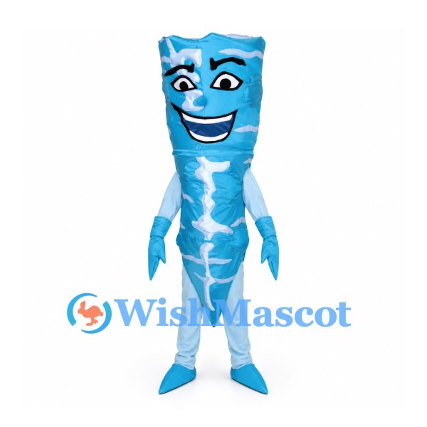 Tornado Mascot Costume in Blue and White