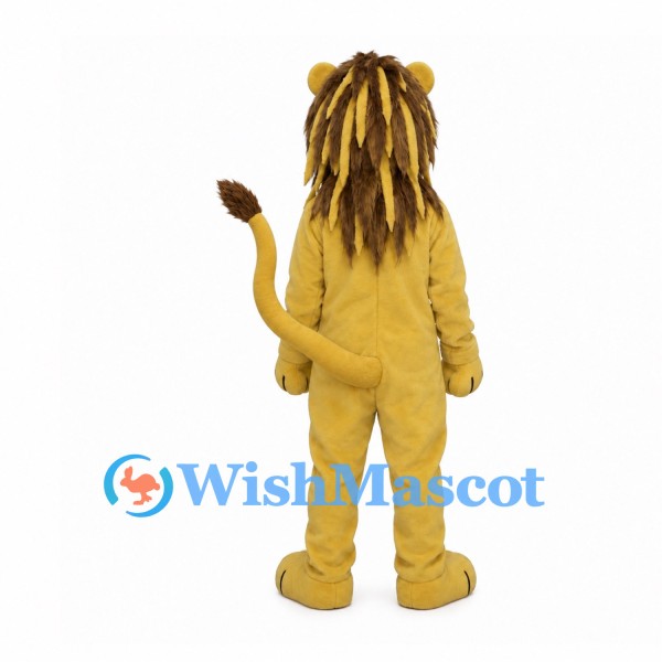 Lion Mascot Costume in Yellow with Two-Tone Shaggy Mane