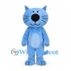 Blue Cat Mascot Costume with Light Blue Belly and Black Nose