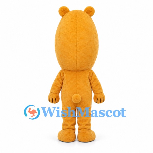 Gold Bear Mascot Costume with Yellow Belly and Long Black Nose