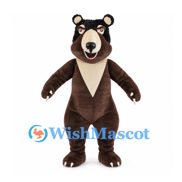Brown Bear Mascot Costume with Cream Chest and Open Mouth