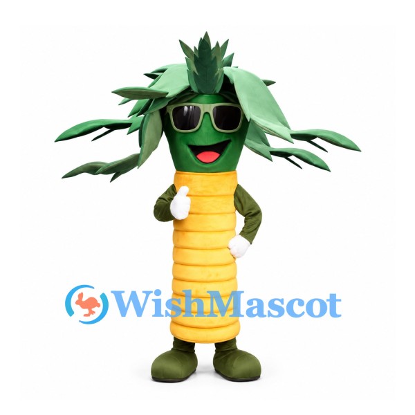 Palm Tree Mascot Costume with Black Sunglasses