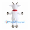 White Goat Mascot Costume with Red Neck Scarf
