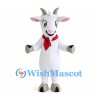 White Goat Mascot Costume with Red Neck Scarf