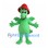 Green Dragon Mascot Costume with Red Firefighter Helmet