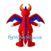 Red Dragon Mascot Costume with Blue Wings and Yellow Belly