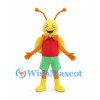 Butterfly Mascot Costume in Yellow with Red Vest and Green Shorts