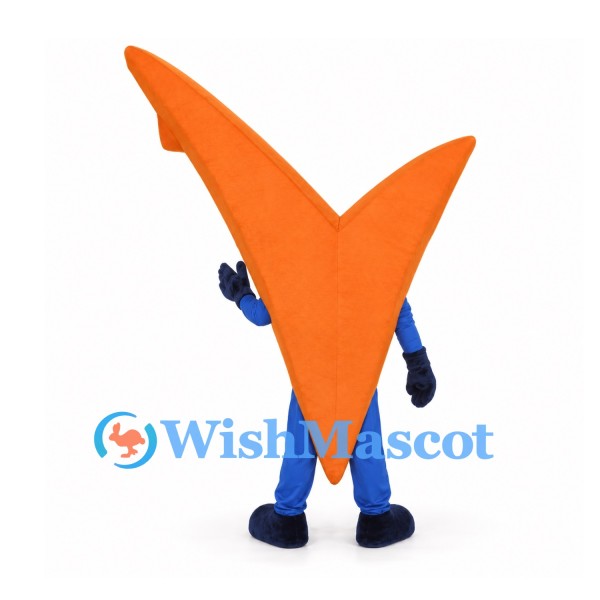 Lightning Bolt Mascot Costume in Orange with Blue Gloves