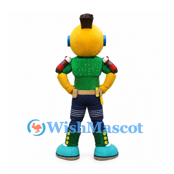 Yellow Robot Mascot Costume with Green Circuit Board Chest
