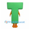 Letter T Mascot Costume in Green with Orange Gloves