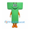 Letter T Mascot Costume in Green with Orange Gloves