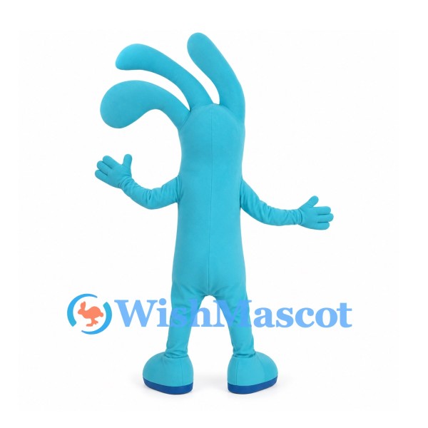 Turquoise Alien Mascot Costume with Three-Pronged Head