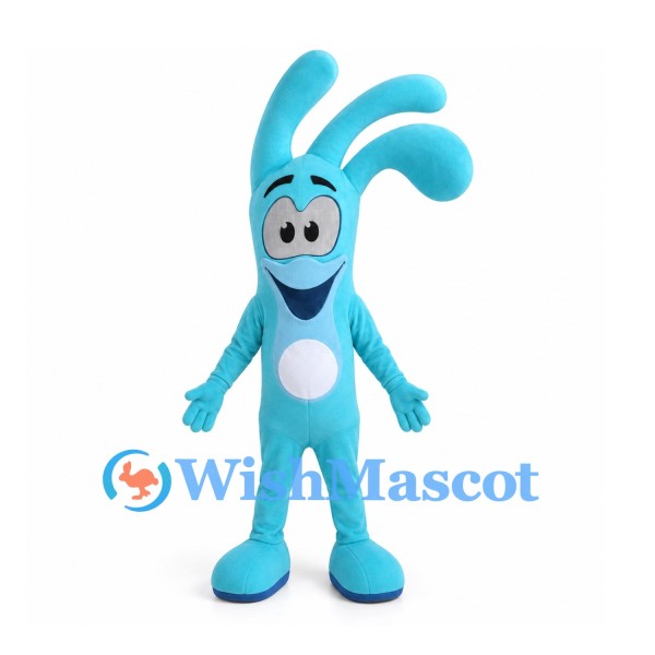 Turquoise Alien Mascot Costume with Three-Pronged Head