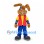 Brown Rabbit Mascot Costume with Blue Cap and Red Vest