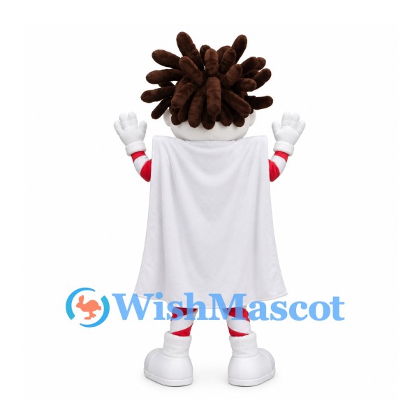Chocolate Bar Mascot Costume with Striped Limbs and White Cape