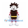Chocolate Bar Mascot Costume with Striped Limbs and White Cape