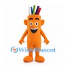 Pencil Holder Mascot Costume in Orange with Colored Pencils