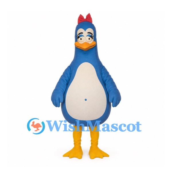 Blue Hen Mascot Costume with Red Comb and Cream Belly