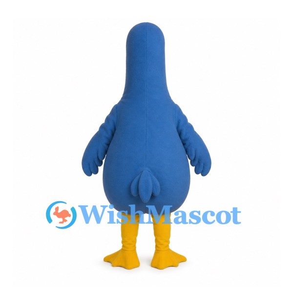 Blue Bird Mascot Costume with Cream Belly and Yellow Feet