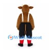 Brown Bull Mascot Costume with Black Shorts and White Suspenders