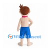 Boy Mascot Costume with Blue Swim Shorts and Pink Goggles