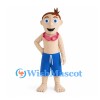 Boy Mascot Costume with Blue Swim Shorts and Pink Goggles