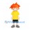Boy Mascot Costume with Orange Spiky Hair and Yellow Shirt