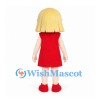 Girl Mascot Costume with Blonde Bob Hair and Red Dress