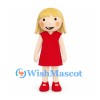 Girl Mascot Costume with Blonde Bob Hair and Red Dress