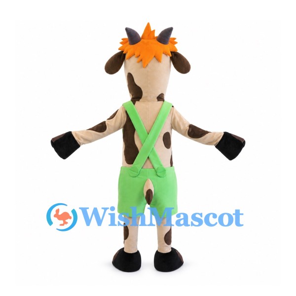 Goat Mascot Costume with Green Suspender Shorts