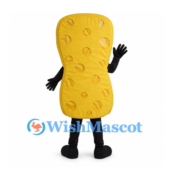 Cheese Mascot Costume with Blue Glasses and Black Mustache