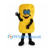 Cheese Mascot Costume with Blue Glasses and Black Mustache