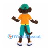 Monkey Mascot Costume with Green Cap and Yellow Polo Shirt