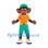 Monkey Mascot Costume with Green Cap and Yellow Polo Shirt