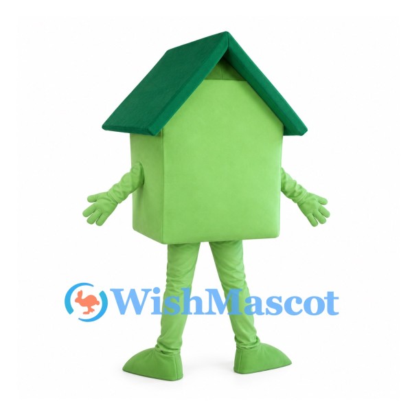 House Mascot Costume in Green with Dark Green Roof
