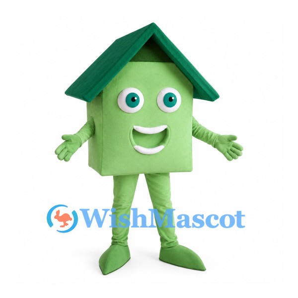 House Mascot Costume in Green with Dark Green Roof