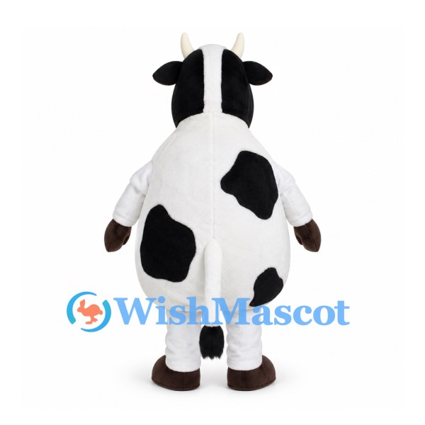 Black and White Cow Mascot Costume with Pink Snout