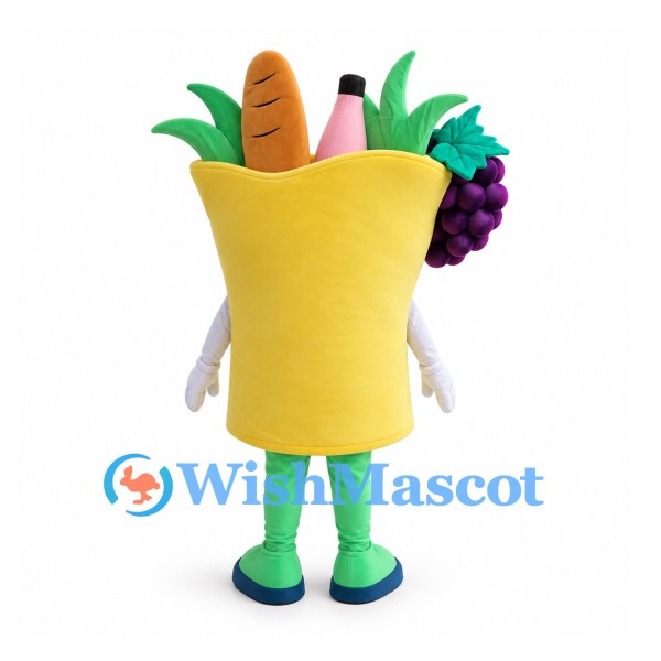 Shopping Bag Mascot Costume with Colorful Groceries