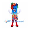 Berry Juice Carton Mascot Costume in Blue with Fruit Top