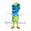Lime Juice Carton Mascot Costume in Blue with Green Leaf Top