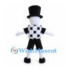 Man Mascot Costume with Black Top Hat and Checkered Shirt