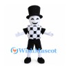 Man Mascot Costume with Black Top Hat and Checkered Shirt