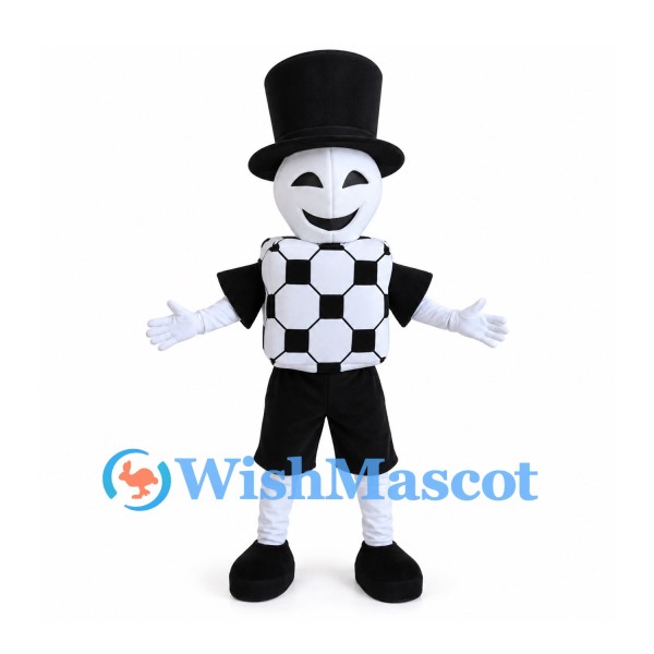 Man Mascot Costume with Black Top Hat and Checkered Shirt