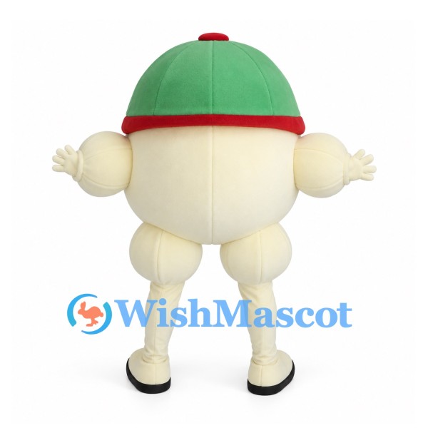 Egg Mascot Costume with Green and Red Cap