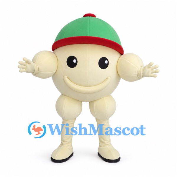 Egg Mascot Costume with Green and Red Cap