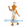 Lion Mascot Costume with White Top Hat and Striped Cream Robe